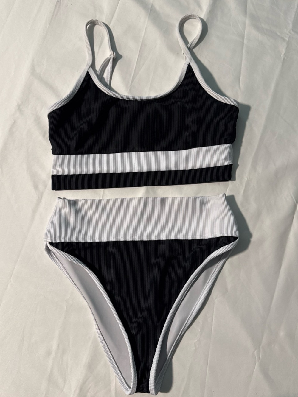 Beach Riot Black & White Ribbed Contrast Bikini